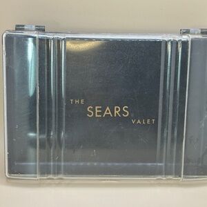 The Sears Valet Vintage Black Plastic Compartment Box with Yellow Felt Interior